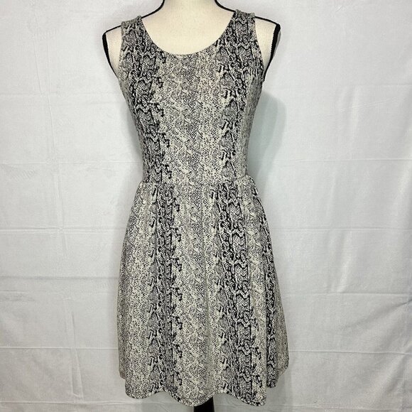 Jack by BB Dakota Dresses & Skirts - Jack Midi A-Line Snakeskin Tank Dress Sleeveless Round Neck Tan/Black Sz S